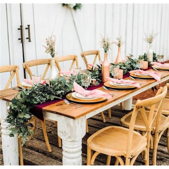 Eucalyptus Garland 6.56 Ft Lush Silver Dollar Eucalyptus Leaves Boxwood - Picture 6 of 6